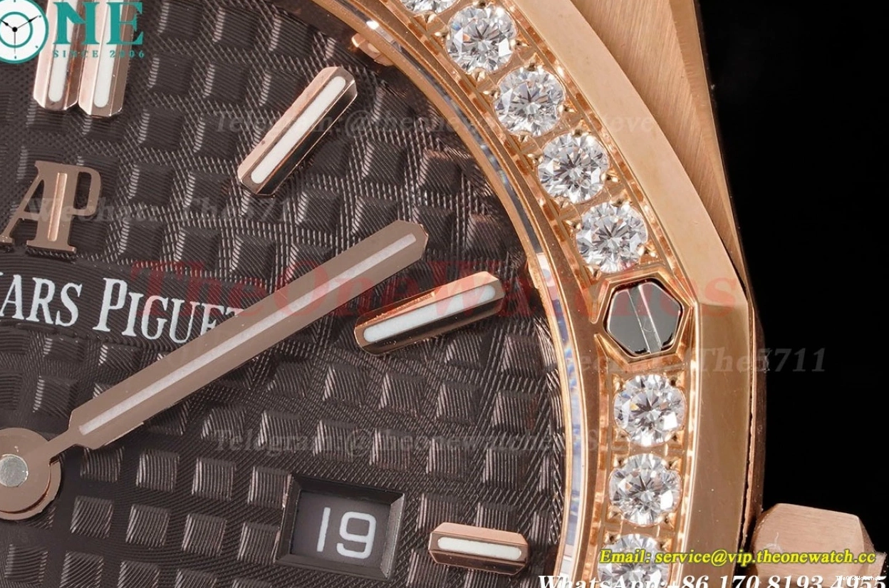 Oak Qtz Ladies RG JJF Swiss 33mm Diamond Grey RG Royal 0405